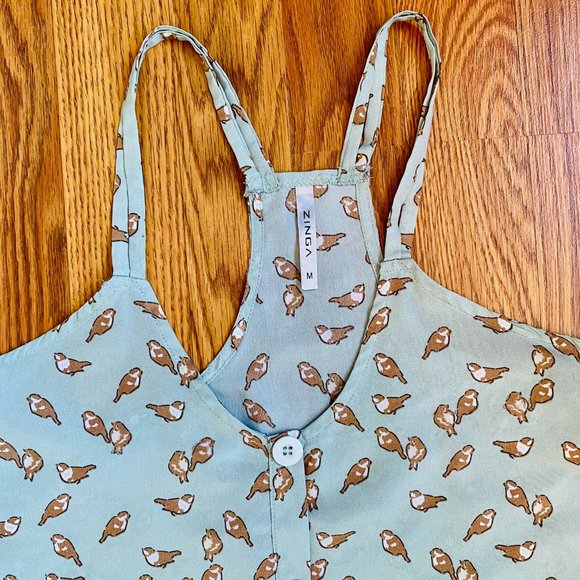 Zinga - Mint Green & Cute Birdie Tank Top M - Picture 5 of 10